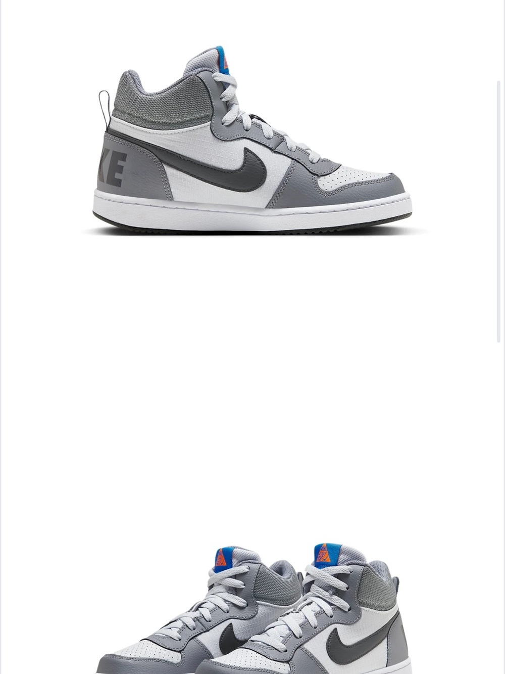 Kids Nike Court Borough Mid Cool Gray
